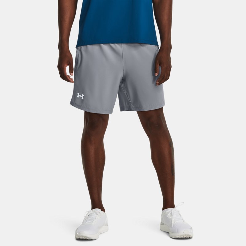 Herenshorts Under Armour Launch Run 18 cm Staal / Neo Turquoise / Reflecterend L